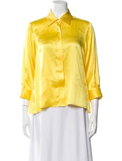 Pre-owned Valentina Kova Silk Three-quarter Sleeve Blouse In Yellow