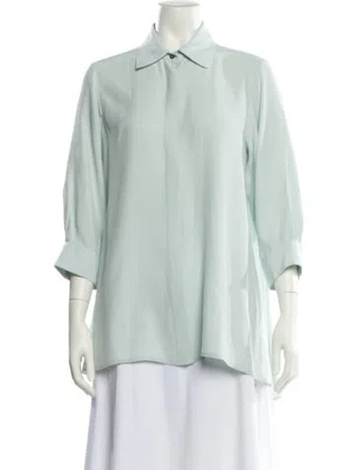 Pre-owned Valentina Kova Silk Three-quarter Sleeve Polo In Green