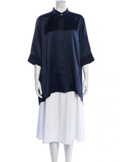Pre-owned Valentina Kova Silk Three-quarter Sleeve Top In Blue
