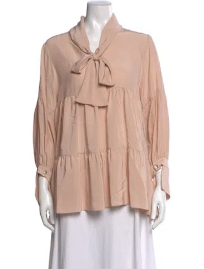 Pre-owned Valentina Kova Silk Tie Neck Blouse W/ Tags In Pink