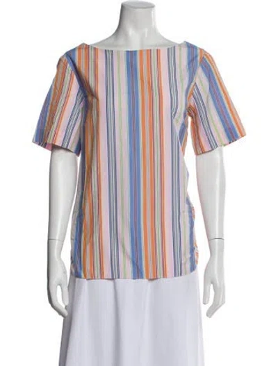 Pre-owned Valentina Kova Striped Bateau Neckline Top In Multi