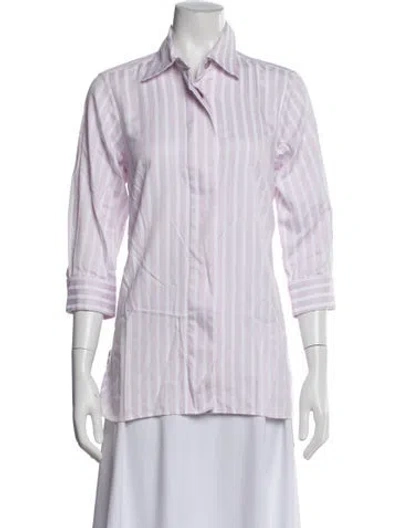 Pre-owned Valentina Kova Striped Three-quarter Sleeve Button-up Top In Multi