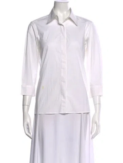 Pre-owned Valentina Kova Three-quarter Sleeve Button-up Top In White