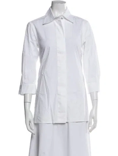 Pre-owned Valentina Kova Three-quarter Sleeve Button-up Top In White