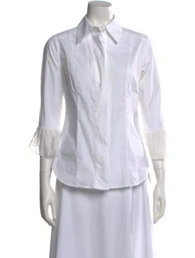 Pre-owned Valentina Kova Three-quarter Sleeve Button-up Top In White