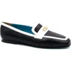 Valentina Rangoni Briseide Flat Loafer With Logo Bit In Black/white