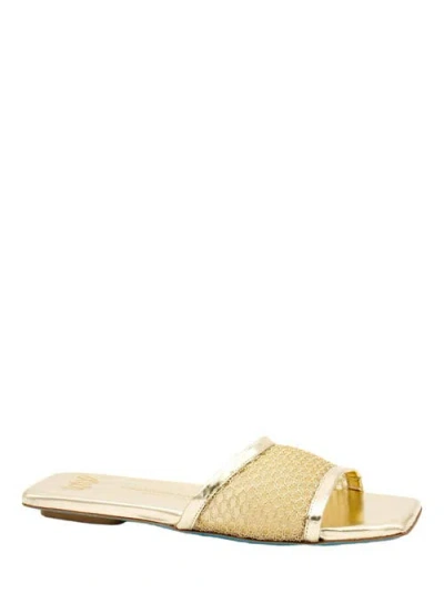 Valentina Rangoni Calliope Slide Gold Nadina, Mesh Memory-foam Mule With Nappa Leather In Yellow