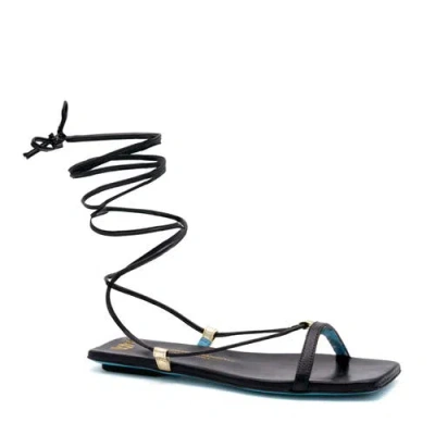 Valentina Rangoni Callisto Ankle Wrap Sandal In Black