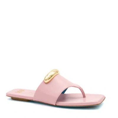 Valentina Rangoni Circe Black Thong Sandal In Pale Pink