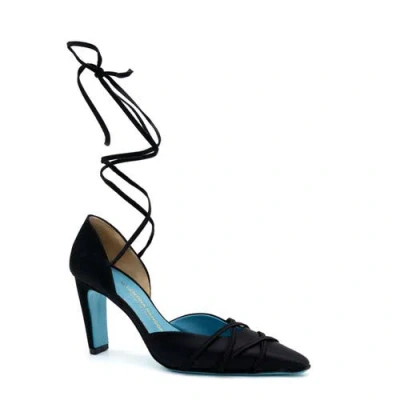 Valentina Rangoni Febe Ankle Wrap D'orsay Pumps In Black Raso
