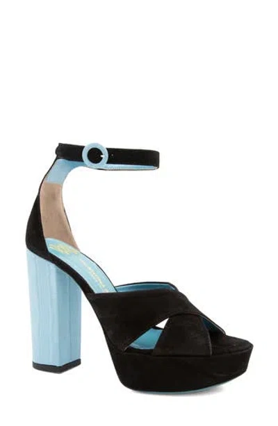 Valentina Rangoni Miglio Platform Sandal In Black Cashmere/sky