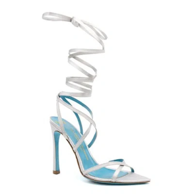 Valentina Rangoni Sibilla Ankle Wrap Sandal In Perla Raso
