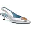 Valentina Rangoni Veronika  Low Heel Sling Pump In Silver Luce