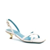 Valentina Rangoni Vulcano Halter Satin Sandal In Bianco Rosso
