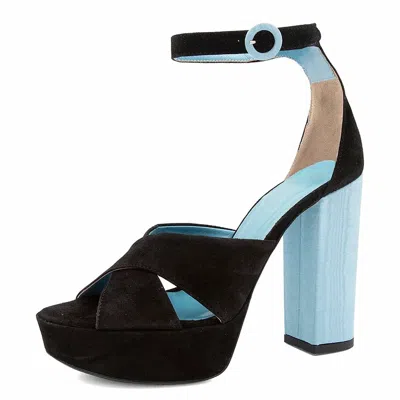 Valentina Rangoni Women's Miglio Block Heel Platform Sandals In Black/blue In Multi