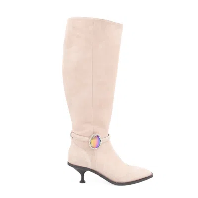 Valentina Rangoni Women's Neutrals / Pink / Purple Diana Tall Boot Nude Cashmere In Pink/purple