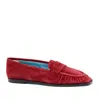 Valentina Rangoni Women's Red Bubble Penney Loafer - Cerise Cashmere Suede In Red