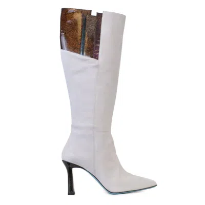 Valentina Rangoni Women's White Laguna Tall Boot Ice Cash/petrol Pat