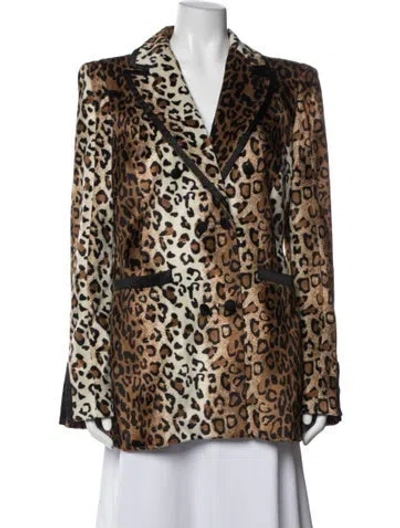 Pre-owned Valentina Shah Animal Print Blazer In Brown