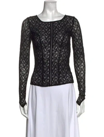 Pre-owned Valentina Shah Lace Pattern Crew Neck Top In Black