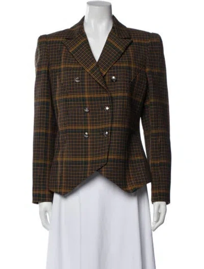 Pre-owned Valentina Shah Plaid Print Blazer In Brown