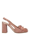Valentine De La Camargue Woman Pumps Pastel Pink Size 6 Leather In Pink