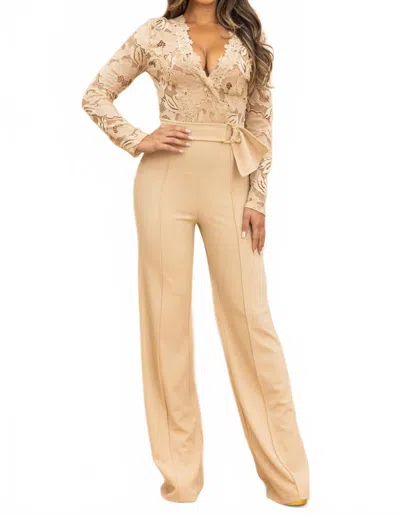 Valentine Erin Jumpsuit In Nude In Brown