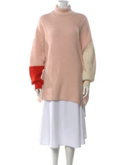 Pre-owned Valentine Witmeur Lab Colorblock Pattern Turtleneck Sweater In Pink