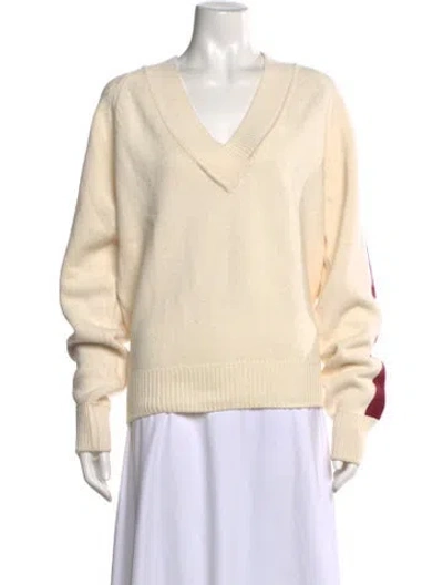 Pre-owned Valentine Witmeur Lab Merino Wool V-neck Sweater In Neutral