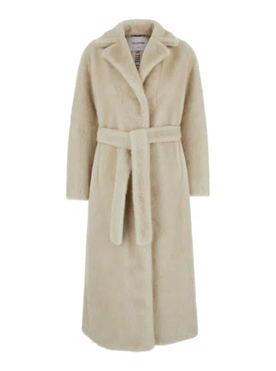 Valentini 1972 Beige Single-breasted Coat With Notched Revers In Yellow