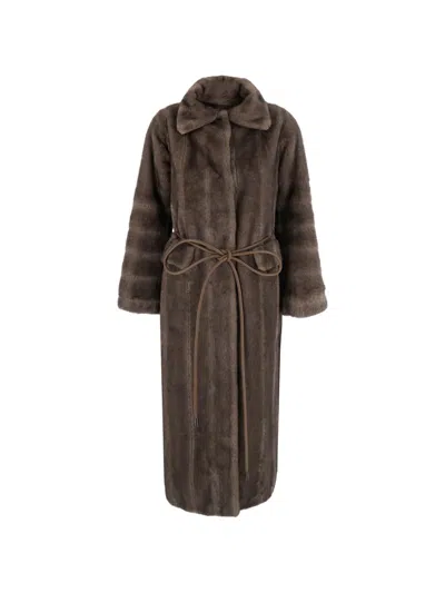 Valentini 1972 Belted Faux-fur Coat In Brown