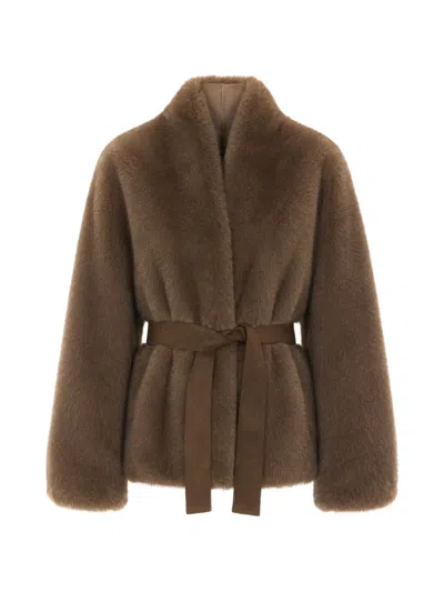 Valentini 1972 Belted Faux-fur Jacket In Brown