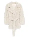 Valentini 1972 Plush Textured Jacket With Wide Collar In Neutral