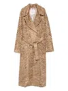 Valentini 1972 Belted Textured-weave Coat In Brown