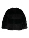 Valentini 1972 Textured Short Coat With Plush Panels In Black