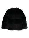 Valentini 1972 Textured Short Coat With Plush Panels In Black