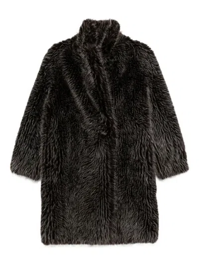 VALENTINI 1972 BROWN FAUX FUR OVERCOAT WITH RELAXED SILHOUETTE