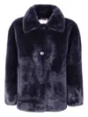 Valentini 1972 Buttoned Faux-fur Jacket In Blue