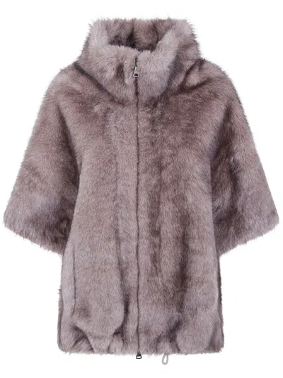 Valentini 1972 Cape Eco Fur Zibellino Taupe In Neutral
