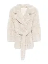 Valentini 1972 Plush Textured Jacket With Wide Collar In Neutral