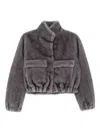 Valentini 1972 Cropped Plush Faux Fur Coat In Gray