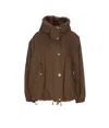 Valentini 1972 Faux-fur Collar Drawstring Jacket In Brown