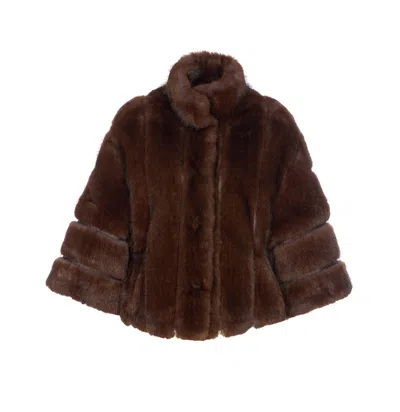 Valentini 1972 High-neck Faux-fur Jacket In Brown