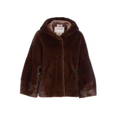 Valentini 1972 Hooded Button-fastening Jacket In Brown