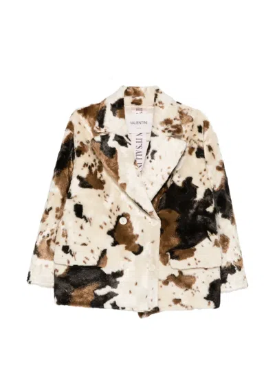 Valentini 1972 Cow-print Double-breasted Coat In Multi