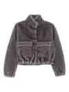 Valentini 1972 Cropped Plush Faux Fur Coat In Gray