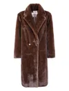 Valentini 1972 Double-breasted Faux-fur Coat In Brown