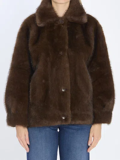 Valentini 1972 Eco-fur Jacket In Brown