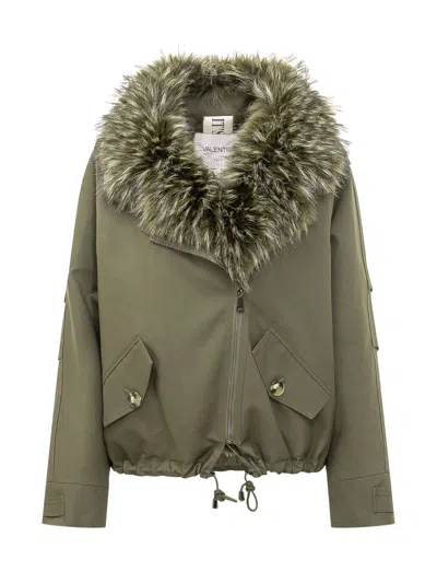 Valentini 1972 Eco Fur Parka Jacket In Army Green