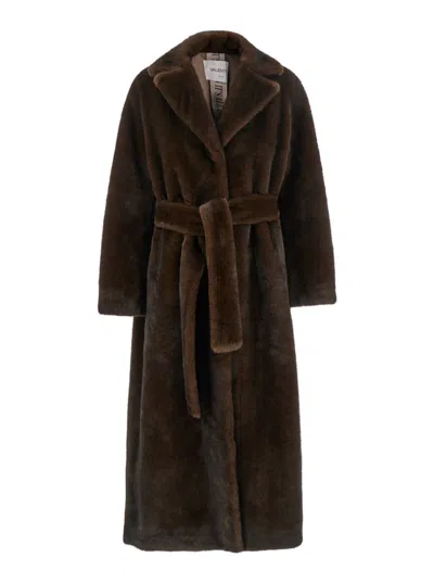 Valentini 1972 Eco Belted Faux-fur Coat In Brown